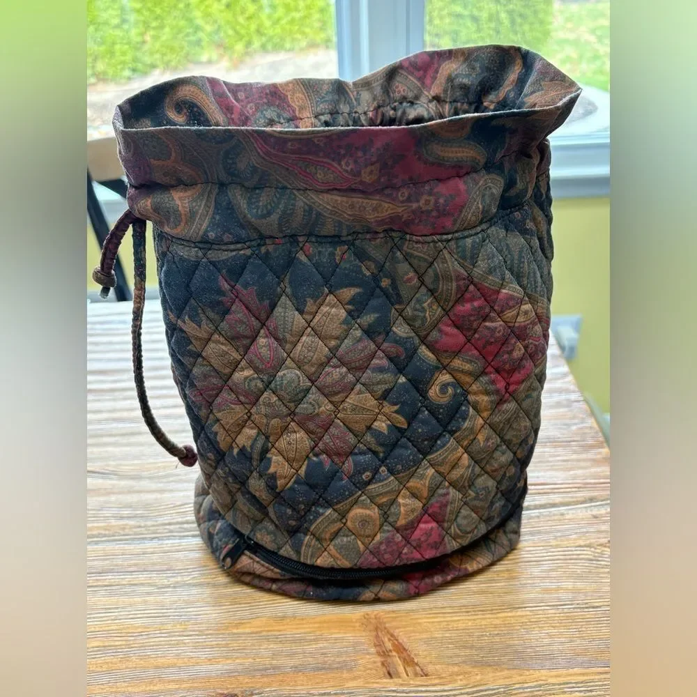 Paisley Quilted Drawstring Cosmetic Bag
